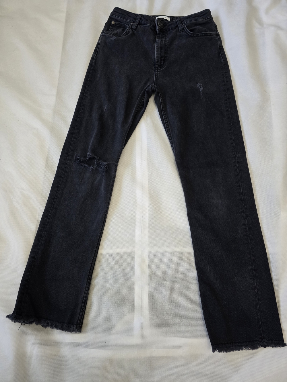 Sandro Black Bootcut Jeans with Distressed Knee